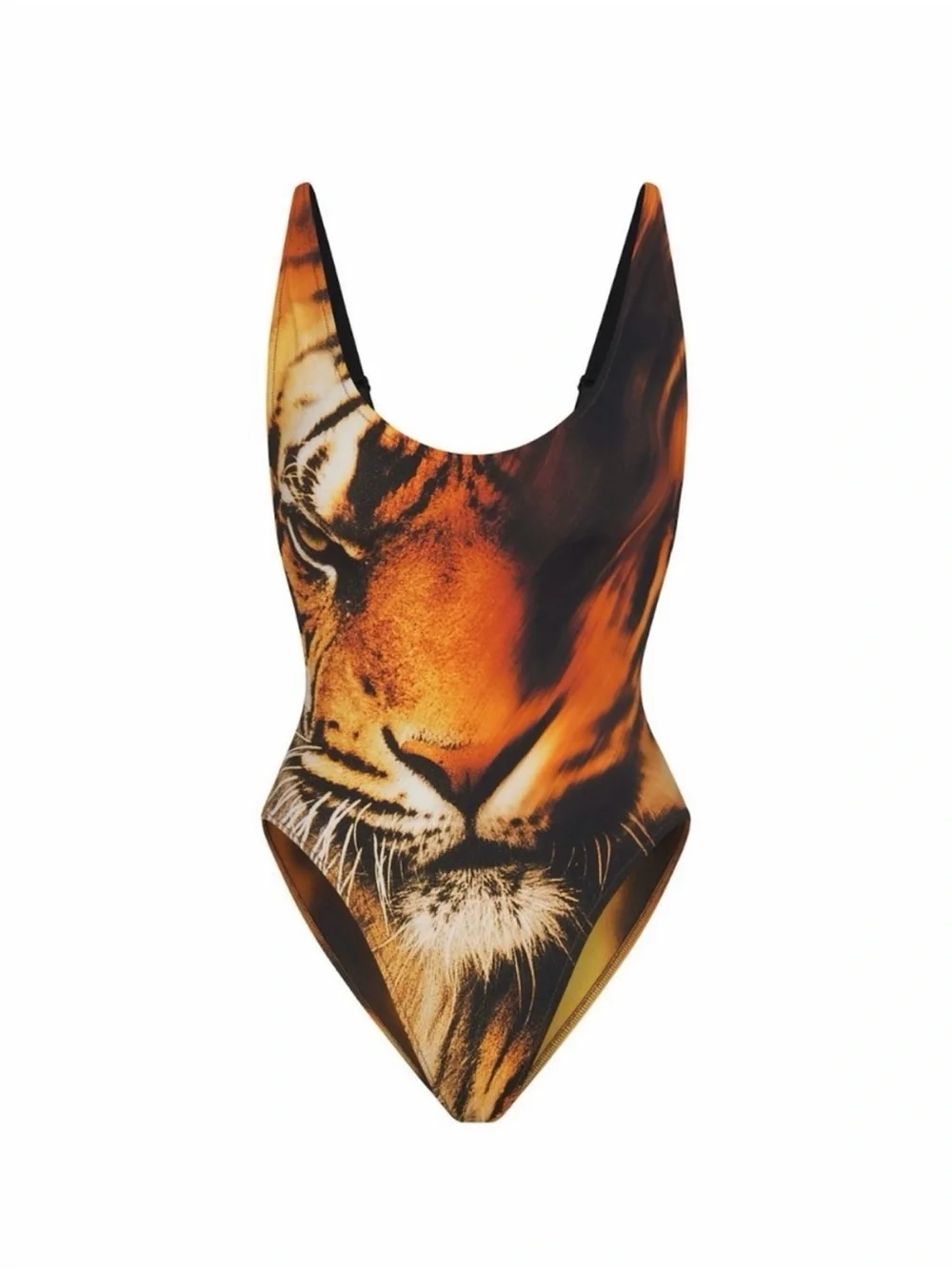 SKIMS X ROBERTO CAVALLI SCOOP NECK ONE PIECE IN TIGER FACE PRINT